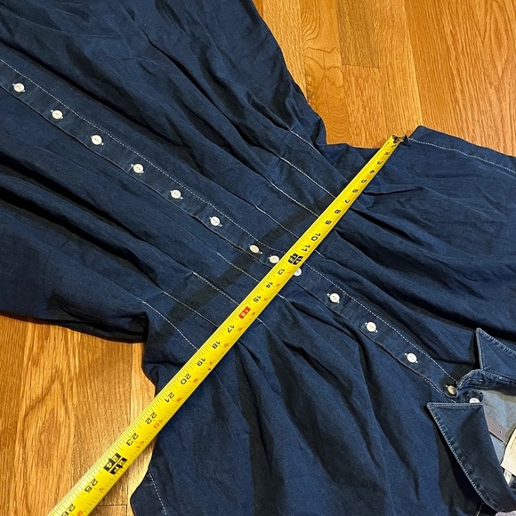 Anthropologie x Exquise The Tobie Button-Front Pleated Shirt Dress Denim L NWT - Picture 9 of 15